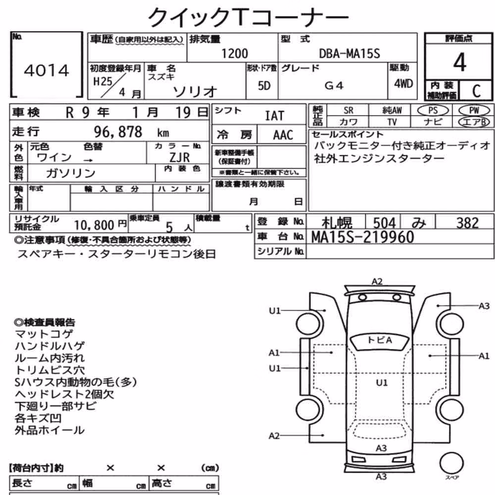 Notka aukcyjna: SUZUKI SOLIO 4WD G4