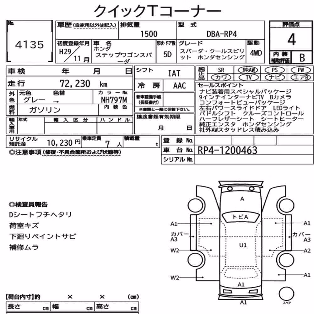 Notka aukcyjna: HONDA STEPWAGON SPADA 4WD SPADA・COOL SPIRIT HONDA SENSING