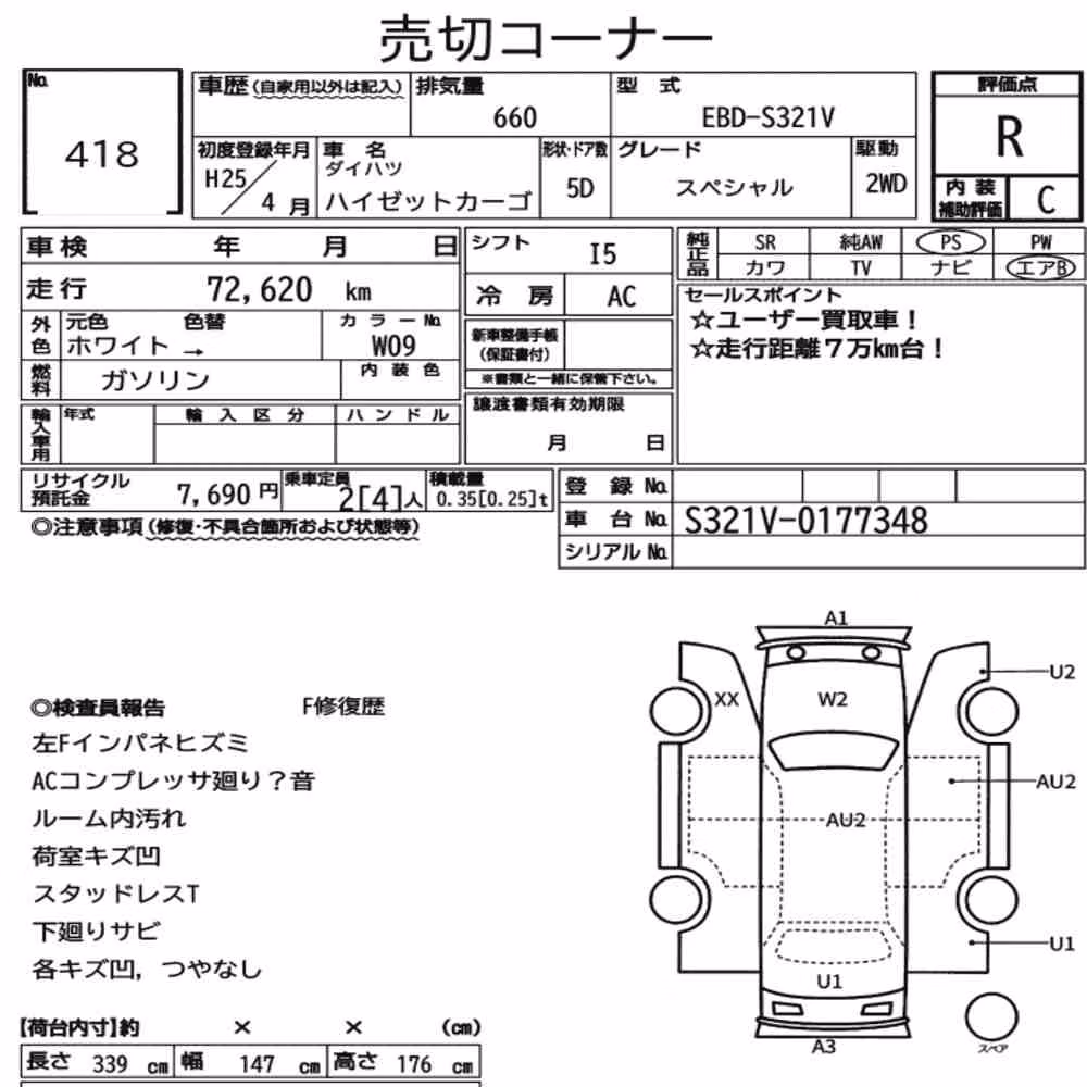Notka aukcyjna: DAIHATSU HIJET CARGO 5D SPECIAL