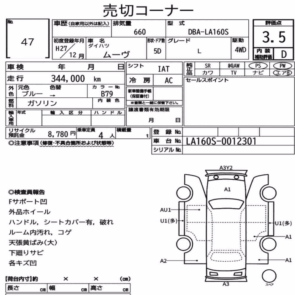 Notka aukcyjna: DAIHATSU MOVE 4WD L