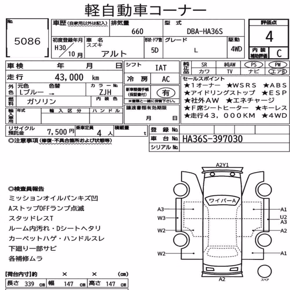 Notka aukcyjna: SUZUKI ALTO 5D 4WD L