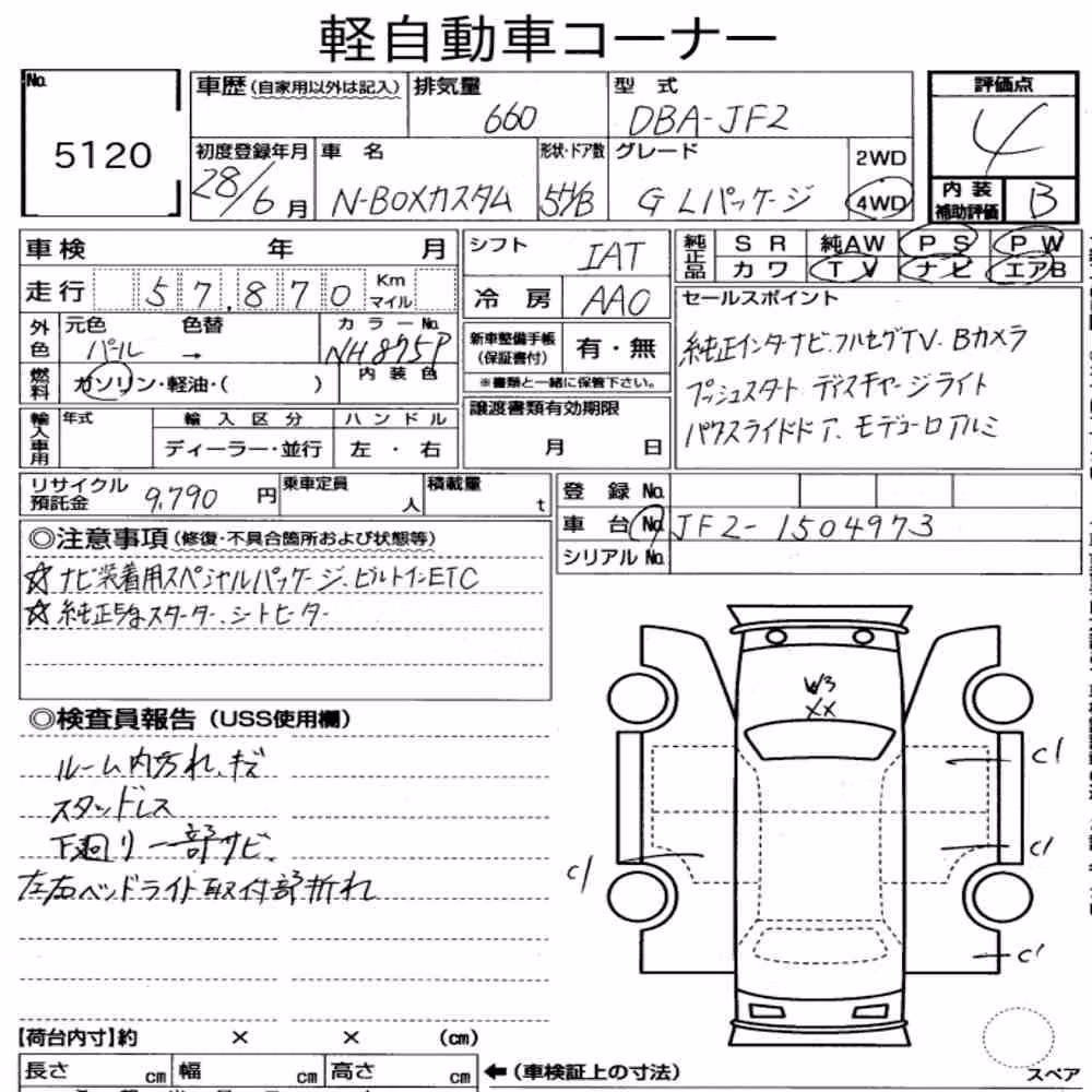 Notka aukcyjna: HONDA N-BOX CUSTOM 4WD G・L PACKAGE