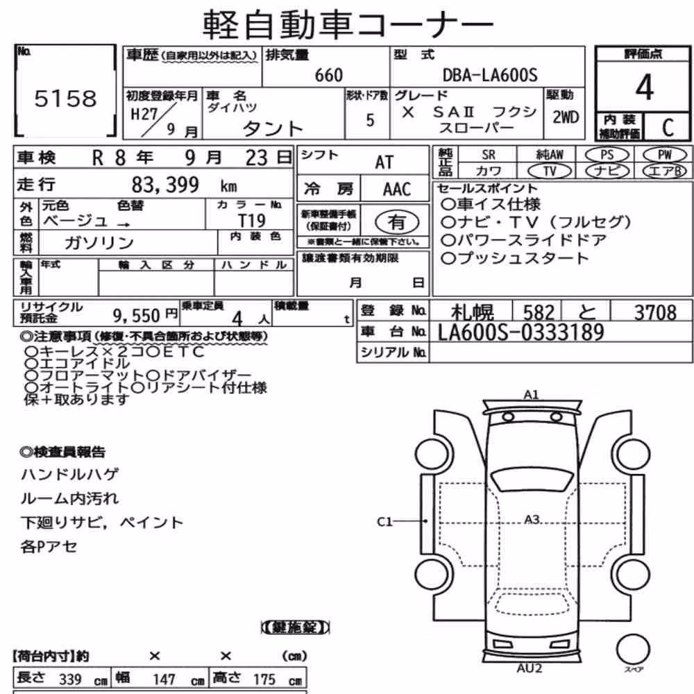 Notka aukcyjna: DAIHATSU TANTO OTHERS