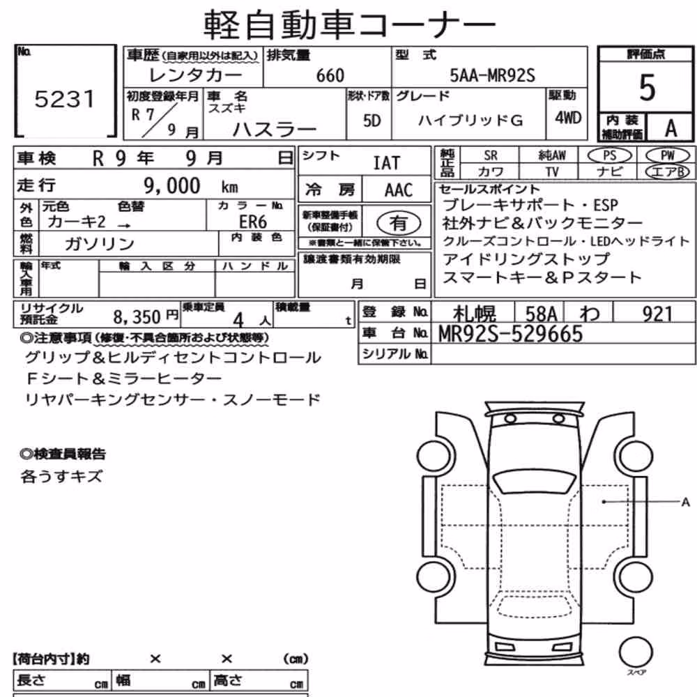 Notka aukcyjna: SUZUKI HUSTLER 4WD HYBRID G