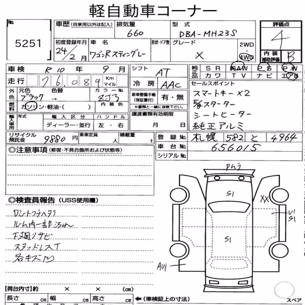 Notka aukcyjna: SUZUKI WAGON R STINGRAY 4WD X