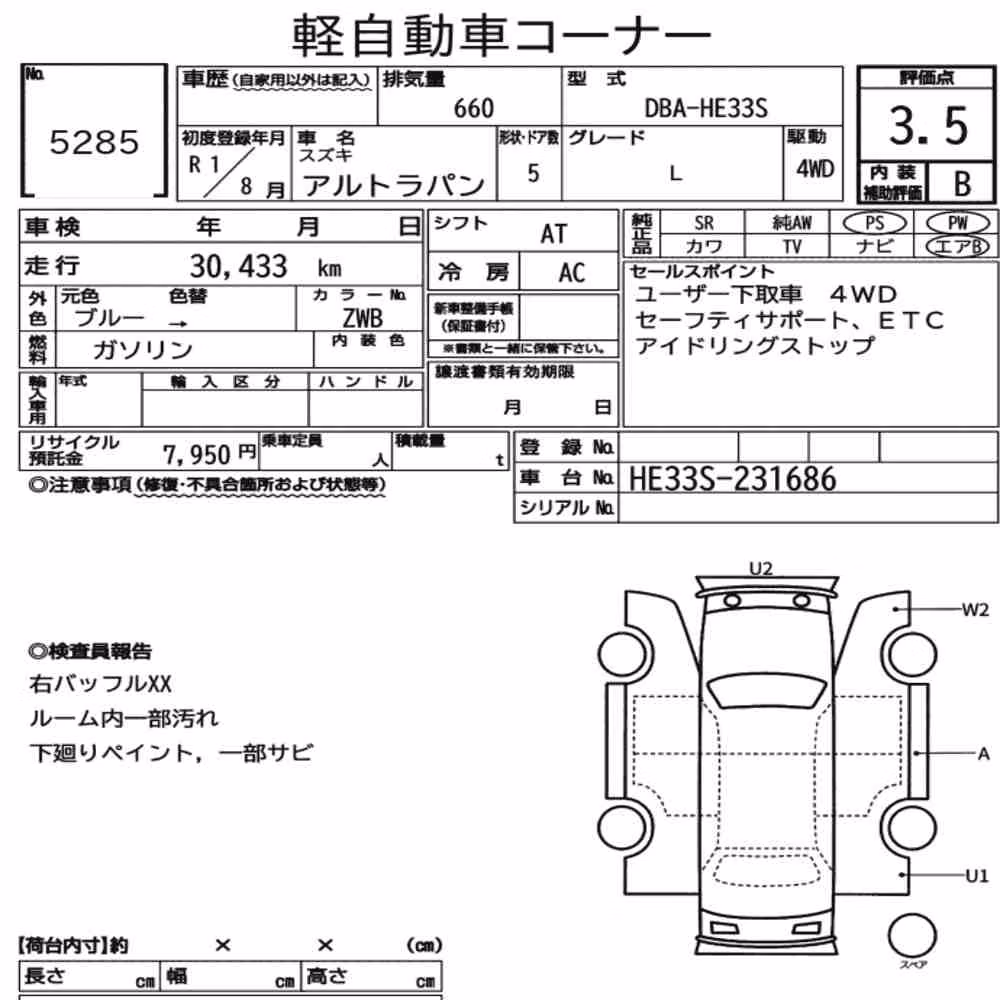 Notka aukcyjna: SUZUKI ALTO LAPIN 4WD L