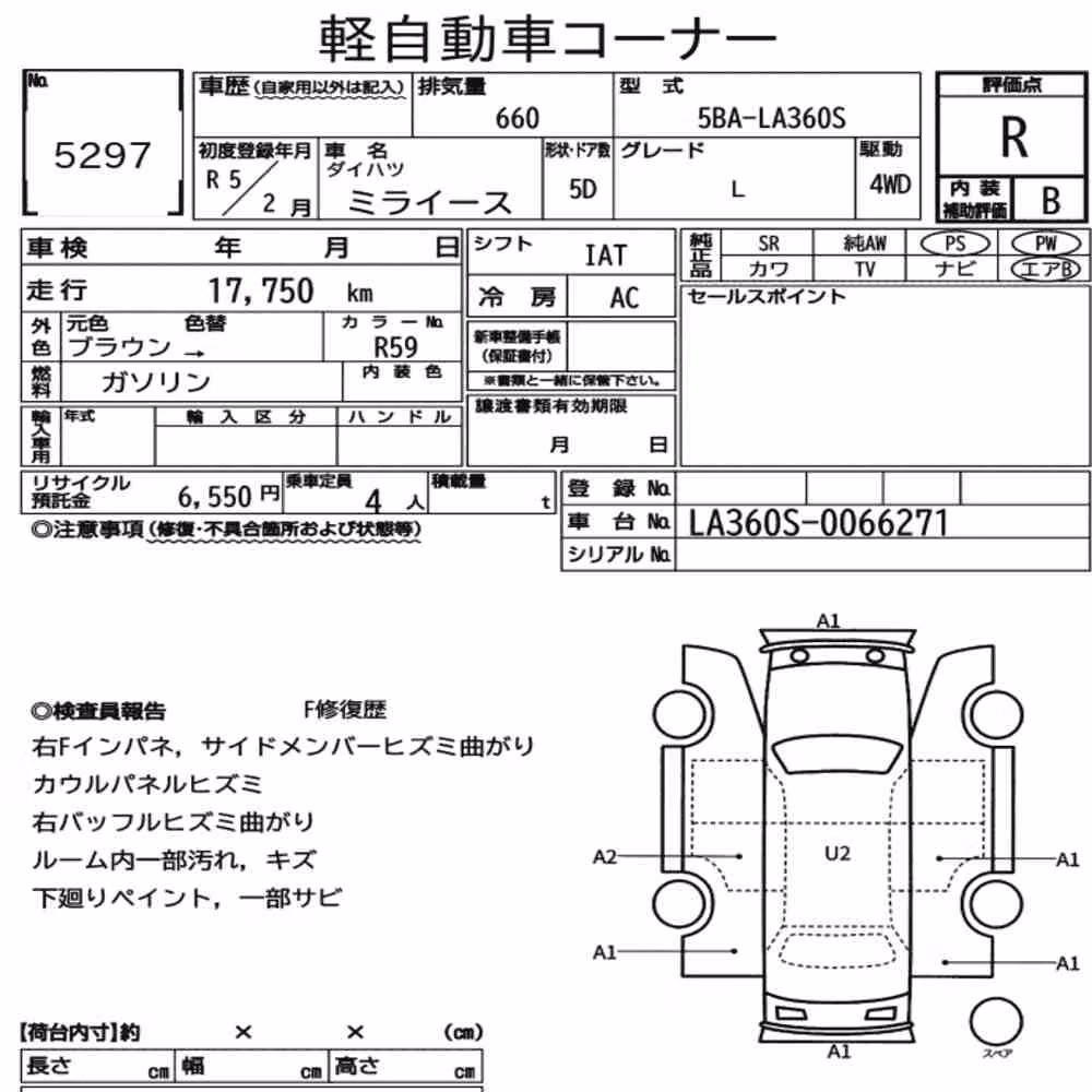 Notka aukcyjna: DAIHATSU MIRA E:S 4WD L