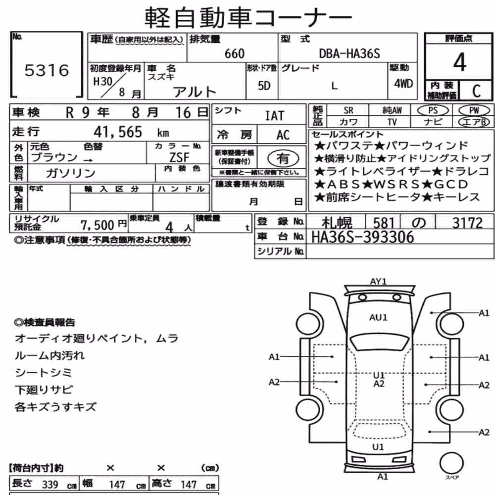 Notka aukcyjna: SUZUKI ALTO 5D 4WD L