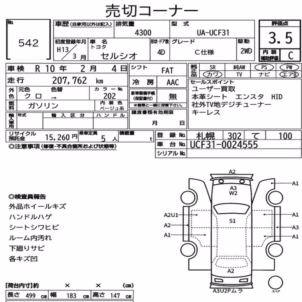 Notka aukcyjna: TOYOTA CELSIOR C VERSION