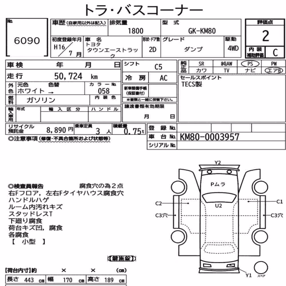 Notka aukcyjna: TOYOTA TOWNACE TRUCK 4WD OTHERS
