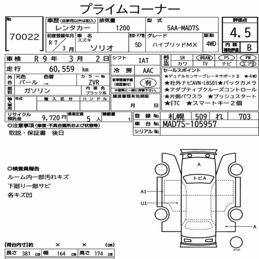 Notka aukcyjna: SUZUKI SOLIO 4WD HYBRID MX