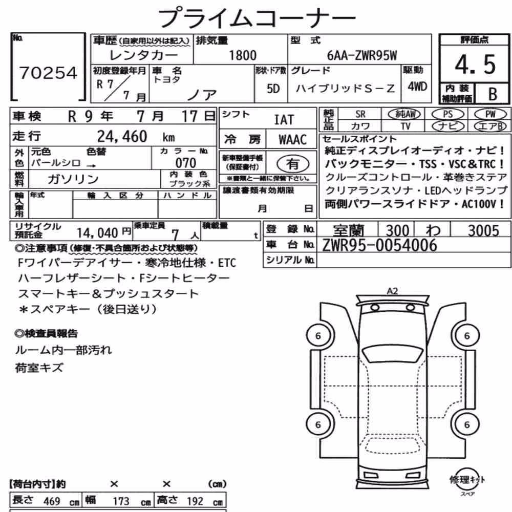Notka aukcyjna: TOYOTA NOAH 4WD HYBRID S-Z