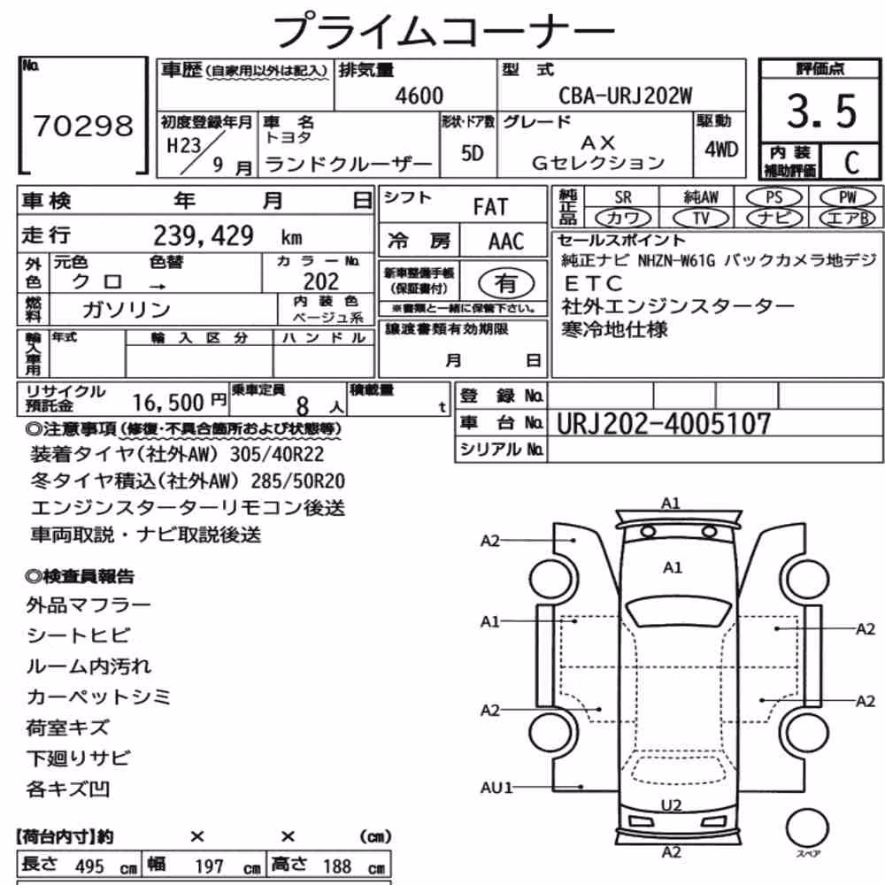 Notka aukcyjna: TOYOTA LAND CRUISER 4WD AX G SELECTION