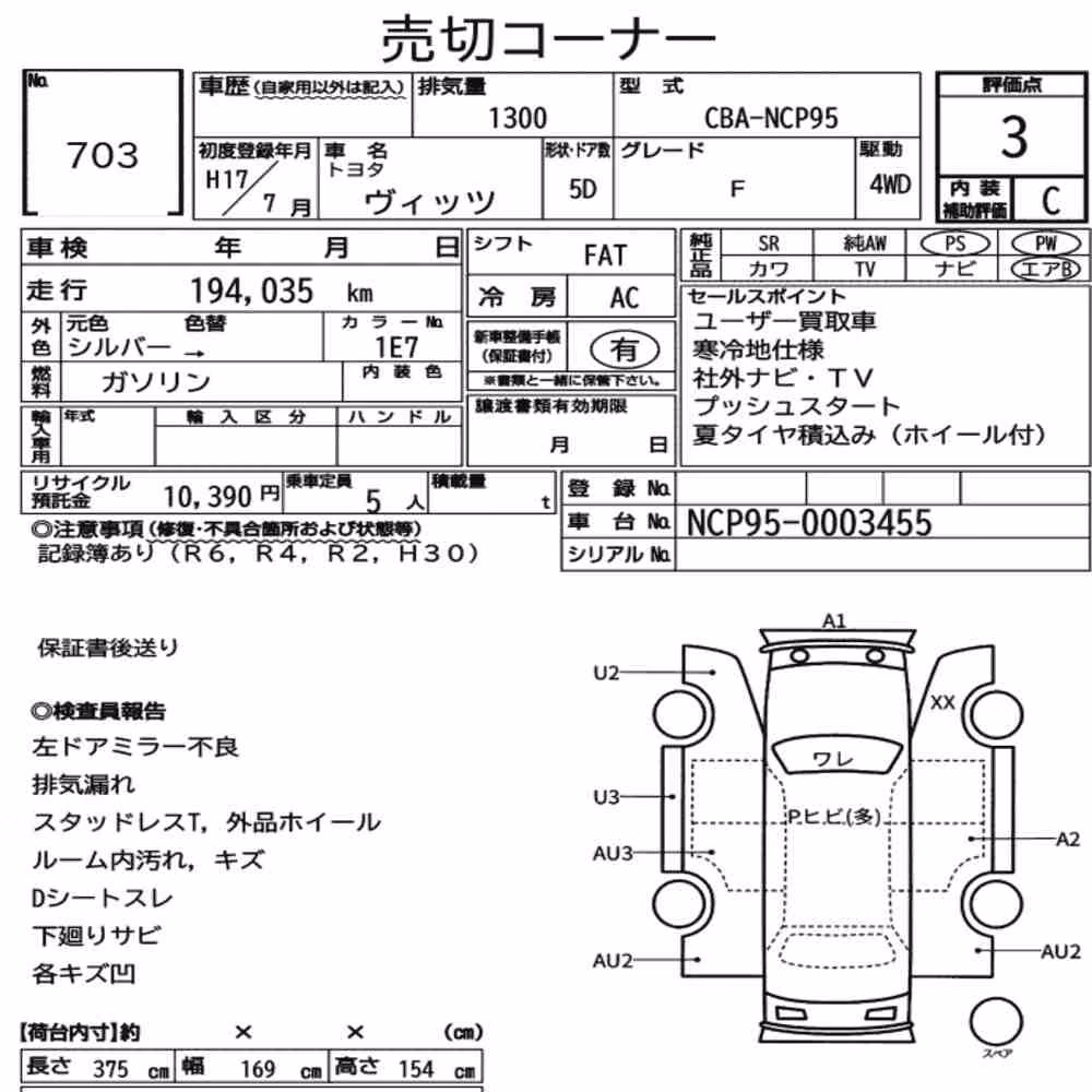 Notka aukcyjna: TOYOTA VITZ 5D 4WD F