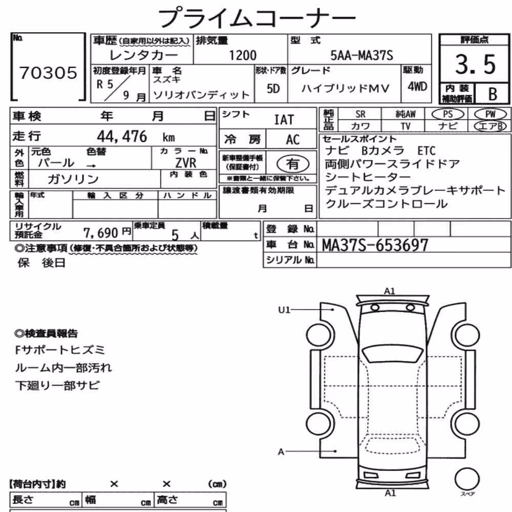 Notka aukcyjna: SUZUKI SOLIO BANDIT 4WD HYBRID MV