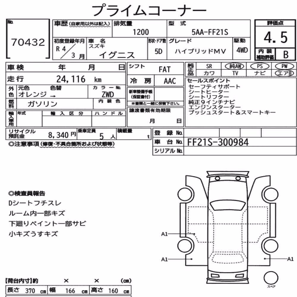 Notka aukcyjna: SUZUKI IGNIS 4WD HYBRID MV