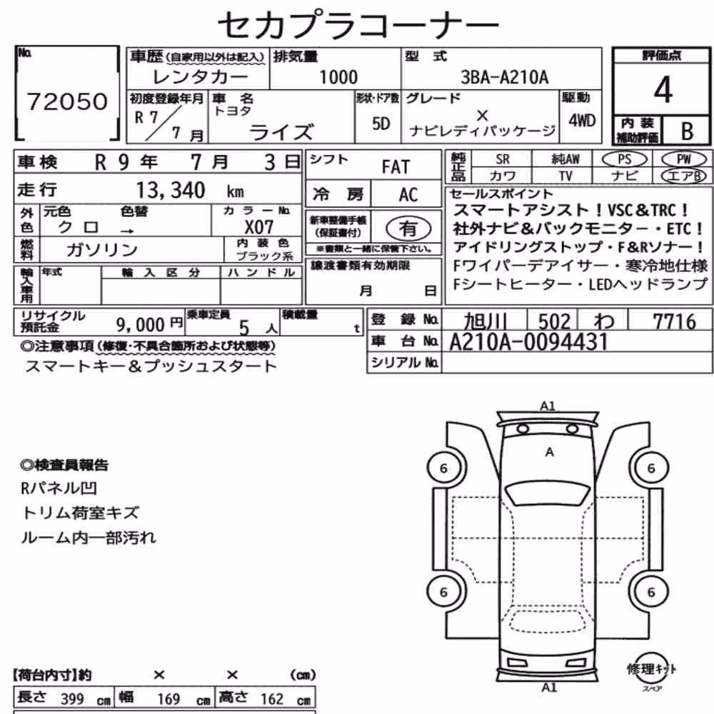 Notka aukcyjna: TOYOTA RAIZE 4WD X