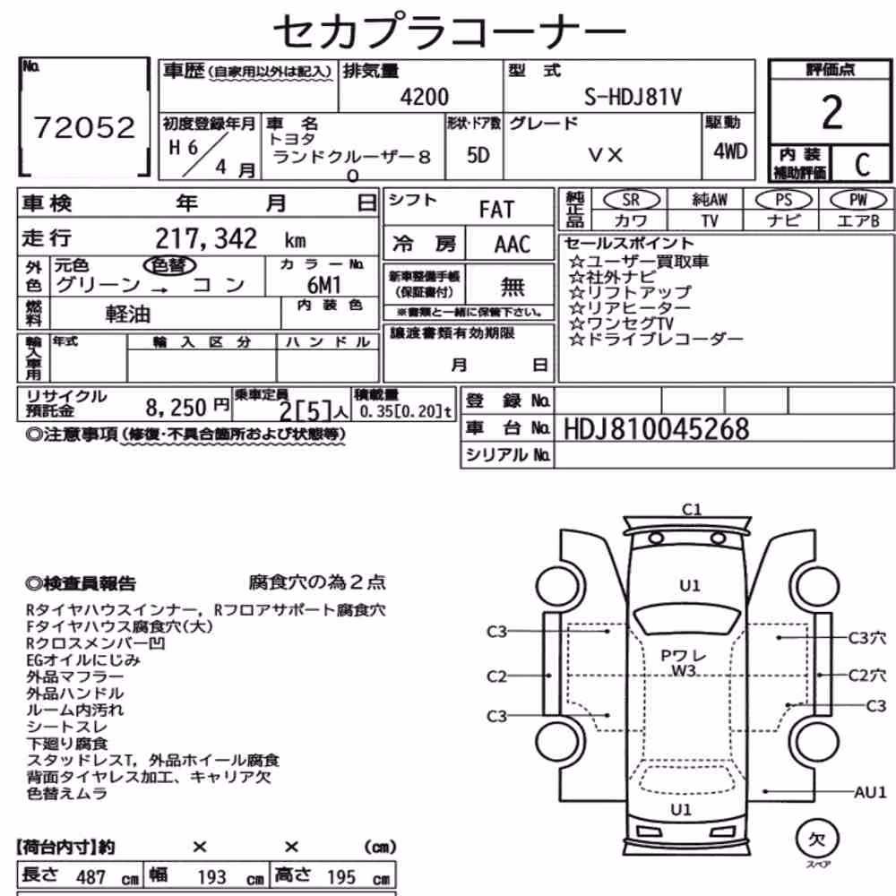 Notka aukcyjna: TOYOTA LAND CRUISER 80 4WD VX