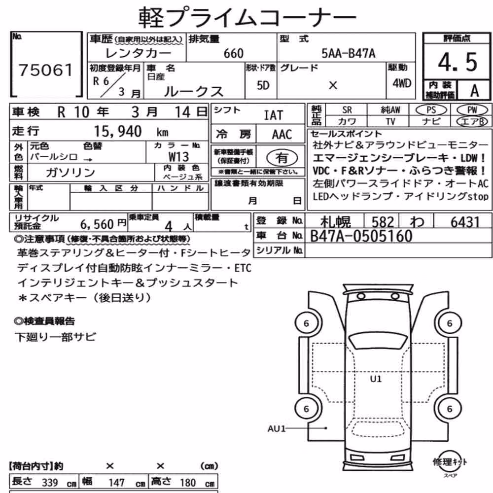 Notka aukcyjna: NISSAN ROOX 4WD X