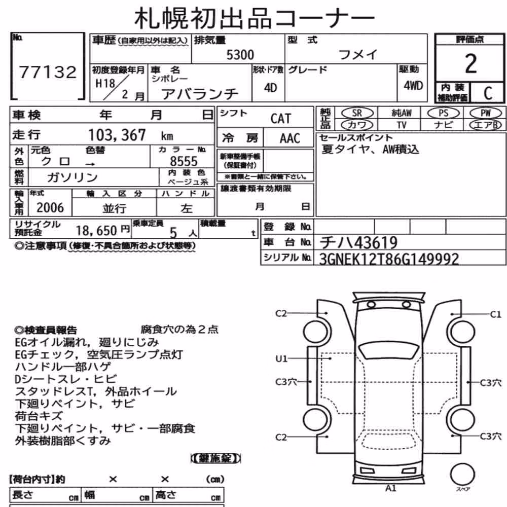Notka aukcyjna: CHEVROLET AVALANCHE 4D 4WD