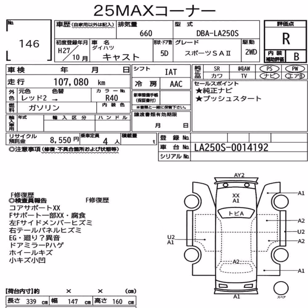 Notka aukcyjna: DAIHATSU CAST SPORTS SAⅡ