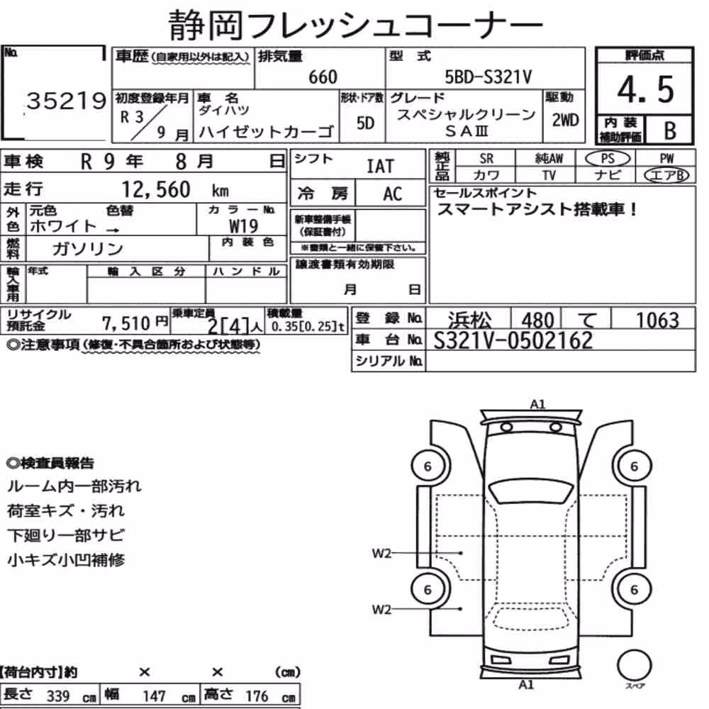 Notka aukcyjna: DAIHATSU HIJET CARGO 5D SPECIAL CLEAN SA Ⅲ