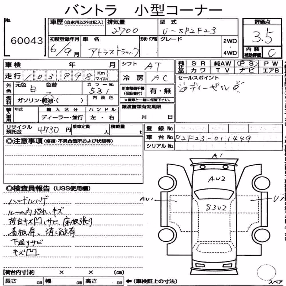 Notka aukcyjna: NISSAN ATLAS TRUCK 2D