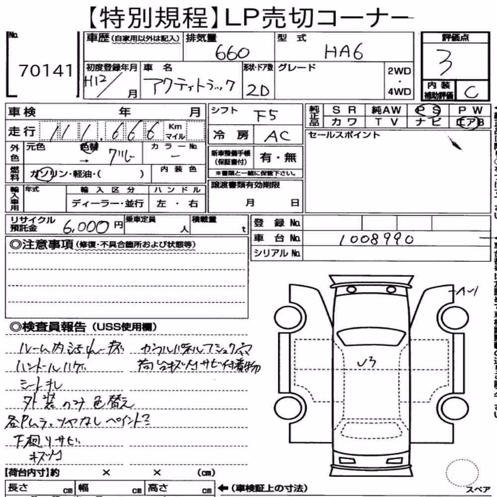 Notka aukcyjna: HONDA ACTY TRUCK