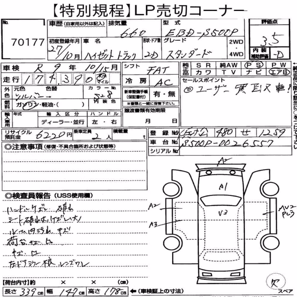 Notka aukcyjna: DAIHATSU HIJET TRUCK STANDARD