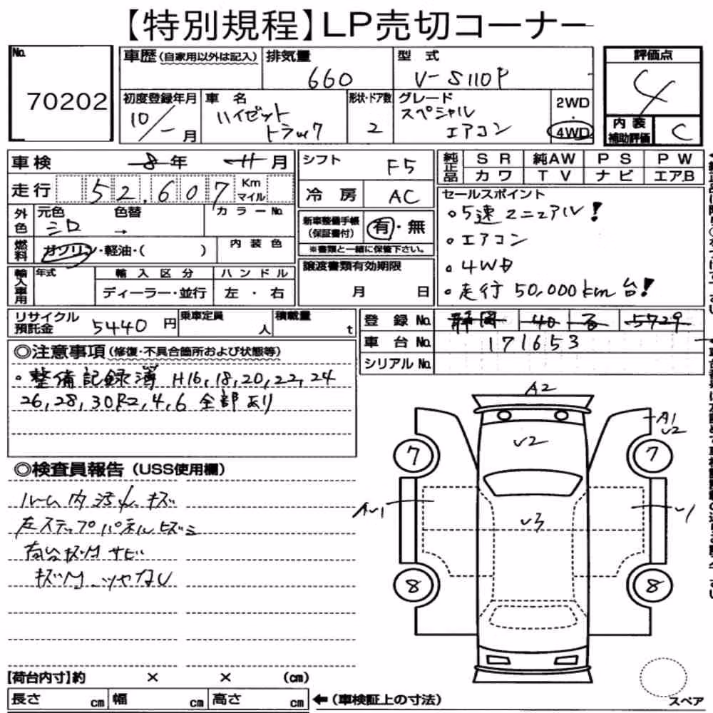 Notka aukcyjna: DAIHATSU HIJET TRUCK 4WD SPECIAL