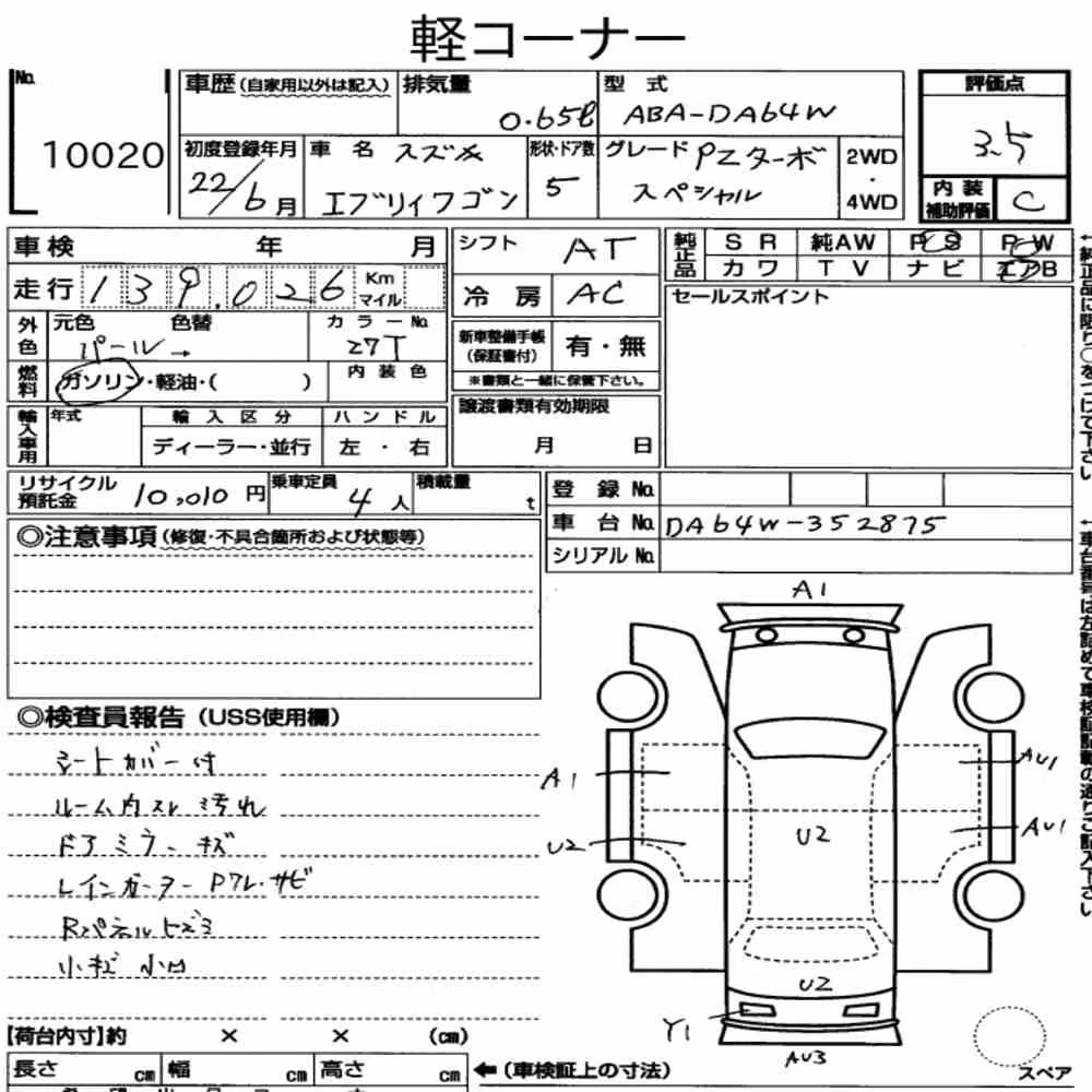 Notka aukcyjna: SUZUKI EVERY WAGON PZ TURBO SPECIAL