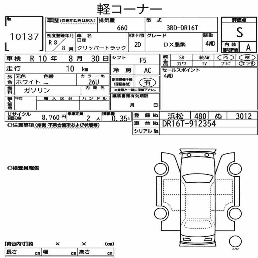 Notka aukcyjna: NISSAN CLIPPER TRUCK 4WD DX NOUHAN