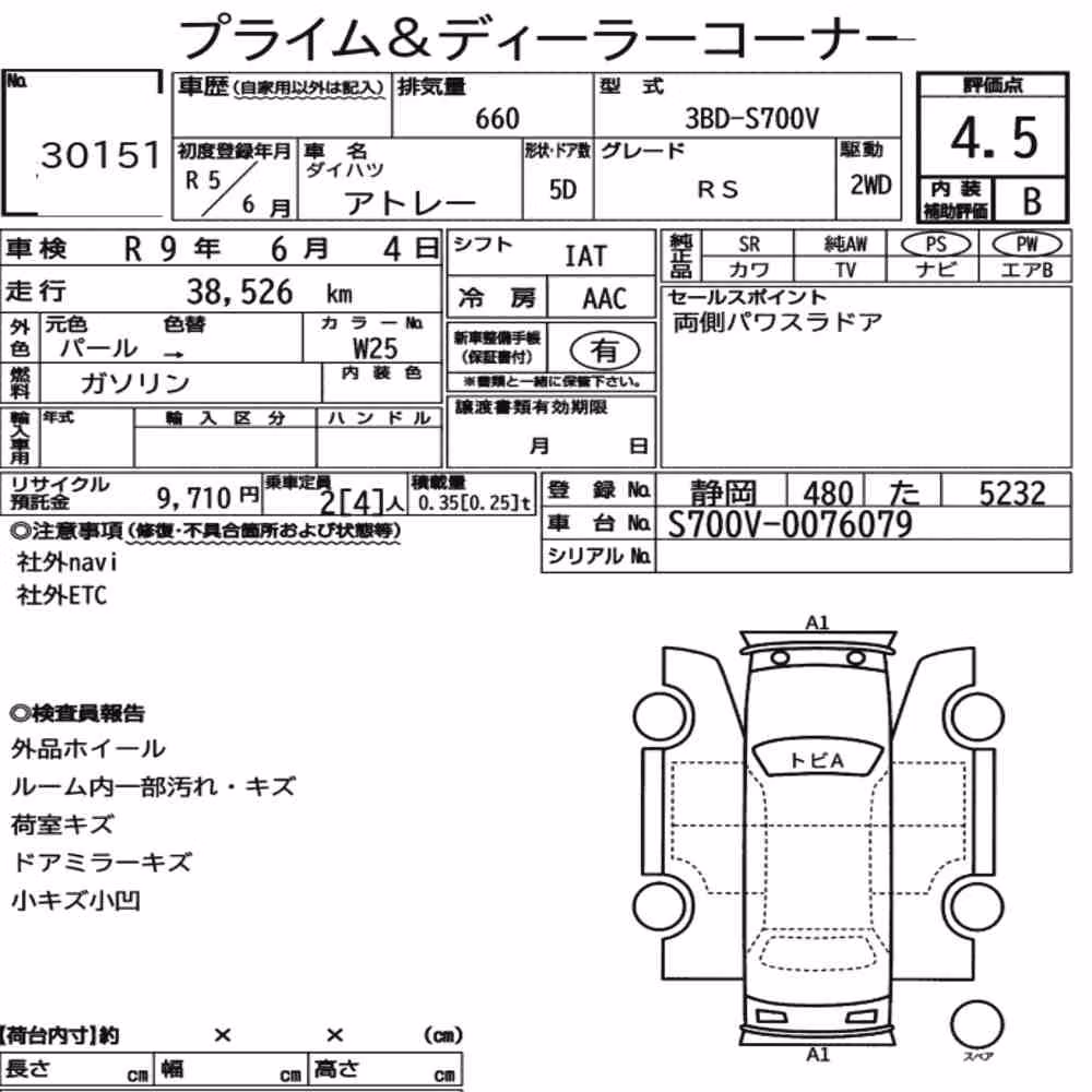 Notka aukcyjna: DAIHATSU ATRAI 5D RS