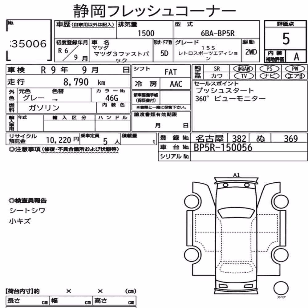 Notka aukcyjna: MAZDA MAZDA3 FASTBACK 15S RETRO SPORTS EDITION