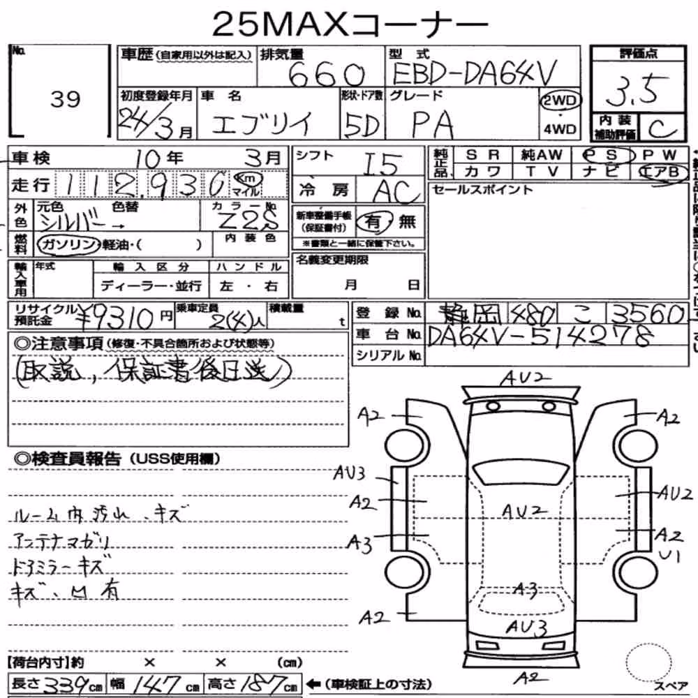 Notka aukcyjna: SUZUKI EVERY 5D PA