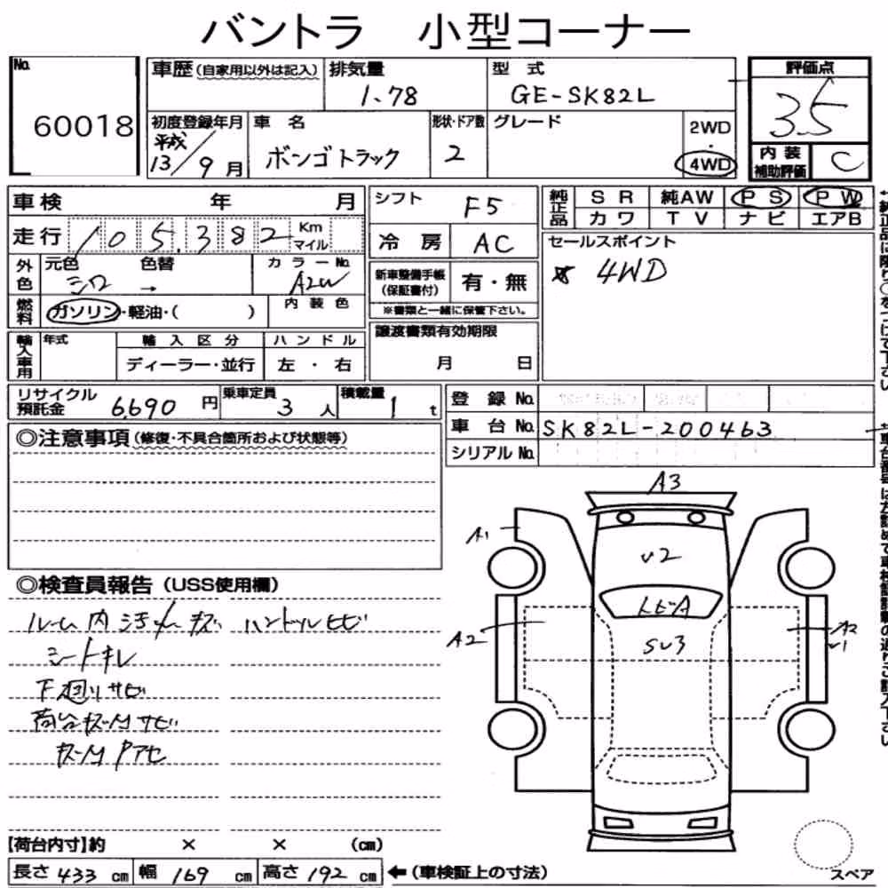 Notka aukcyjna: MAZDA BONGO TRUCK 4WD