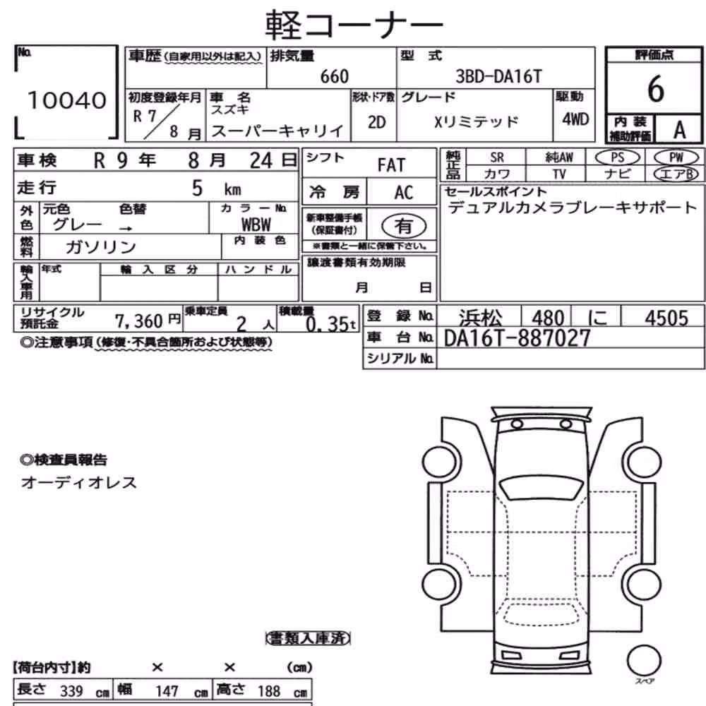 Notka aukcyjna: SUZUKI SUPER CARRY 4WD SPECIAL EDITION X LIMITED