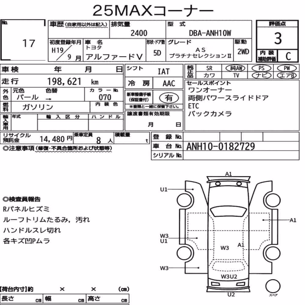 Notka aukcyjna: TOYOTA ALPHARD V AS PLATINUM SELECTION Ⅱ