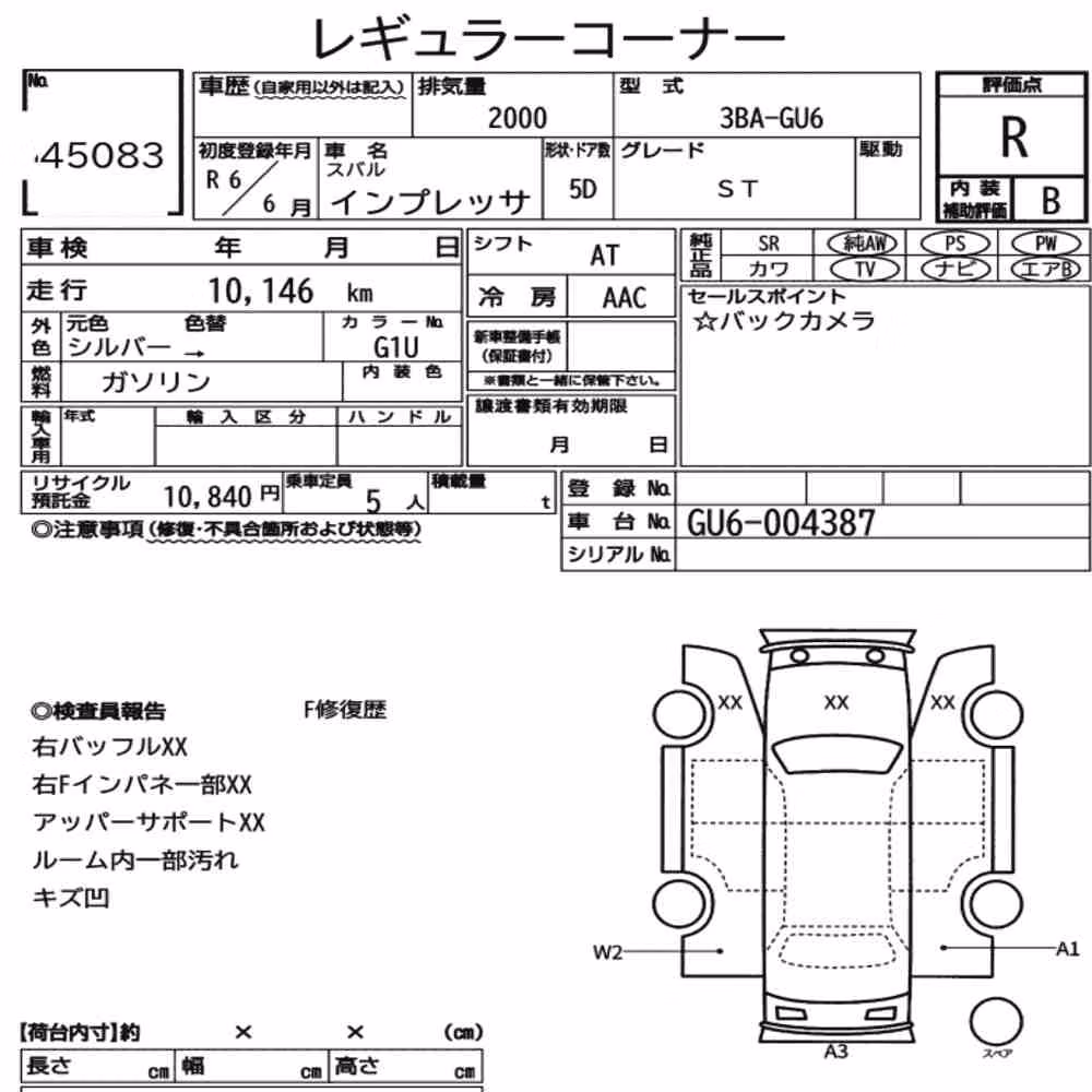 Notka aukcyjna: SUBARU IMPREZA 5D ST