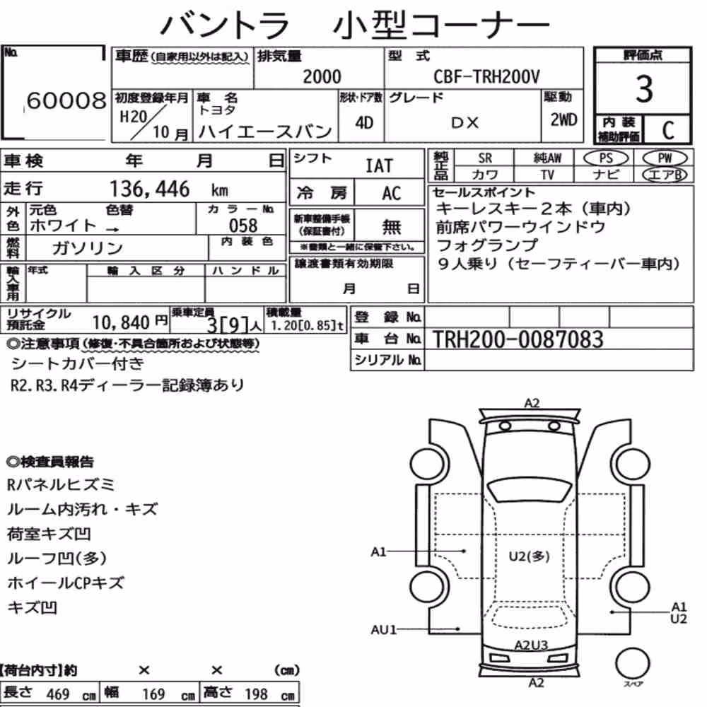 Notka aukcyjna: TOYOTA HIACE VAN 4D DX