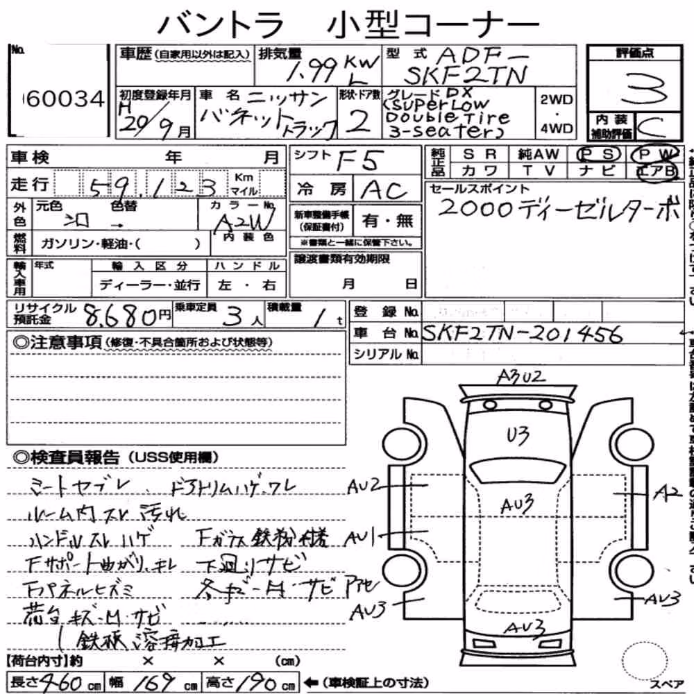 Notka aukcyjna: NISSAN VANETTE TRUCK SUPERLOW DX