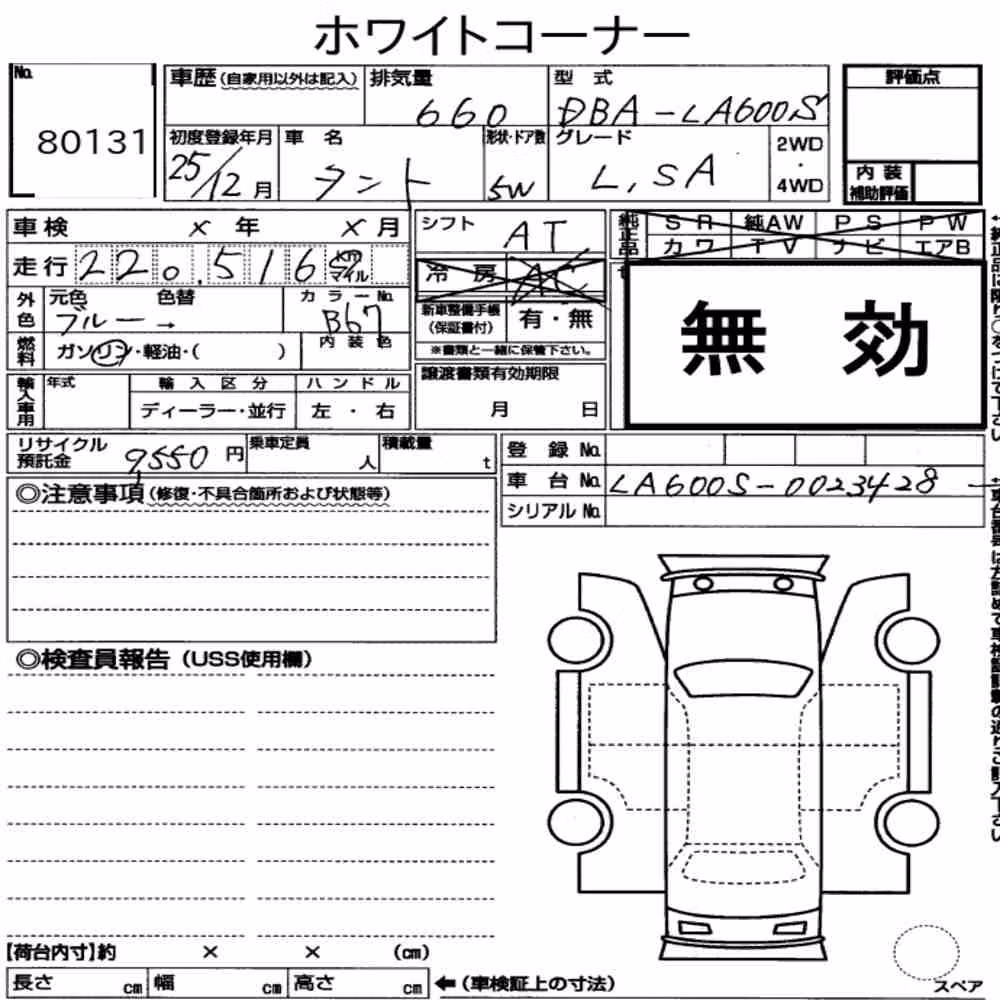 Notka aukcyjna: DAIHATSU TANTO L SA