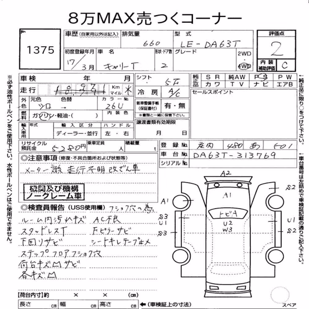 Notka aukcyjna: SUZUKI CARRY TRUCK 4WD