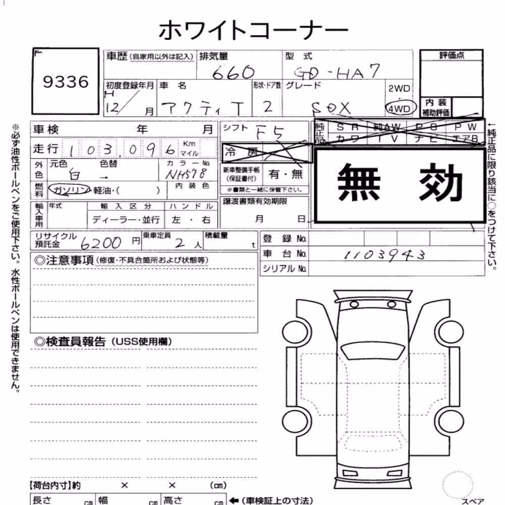 Notka aukcyjna: HONDA ACTY TRUCK 4WD SDX