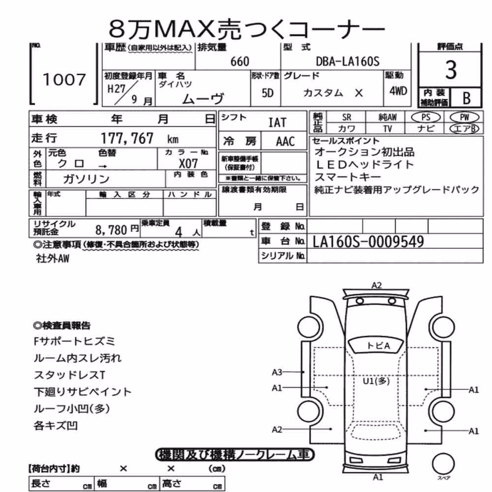 Notka aukcyjna: DAIHATSU MOVE 4WD CUSTOM X
