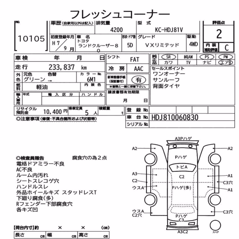 Notka aukcyjna: TOYOTA LAND CRUISER 80 4WD VX LIMITED