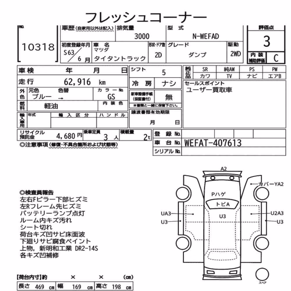 Notka aukcyjna: MAZDA TITAN TRUCK 2D DUMP