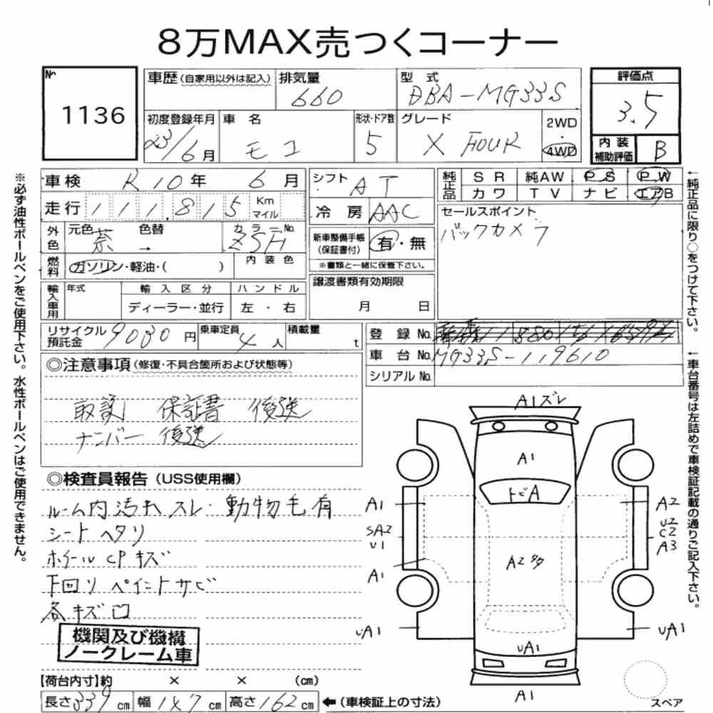 Notka aukcyjna: NISSAN MOCO 4WD X FOUR