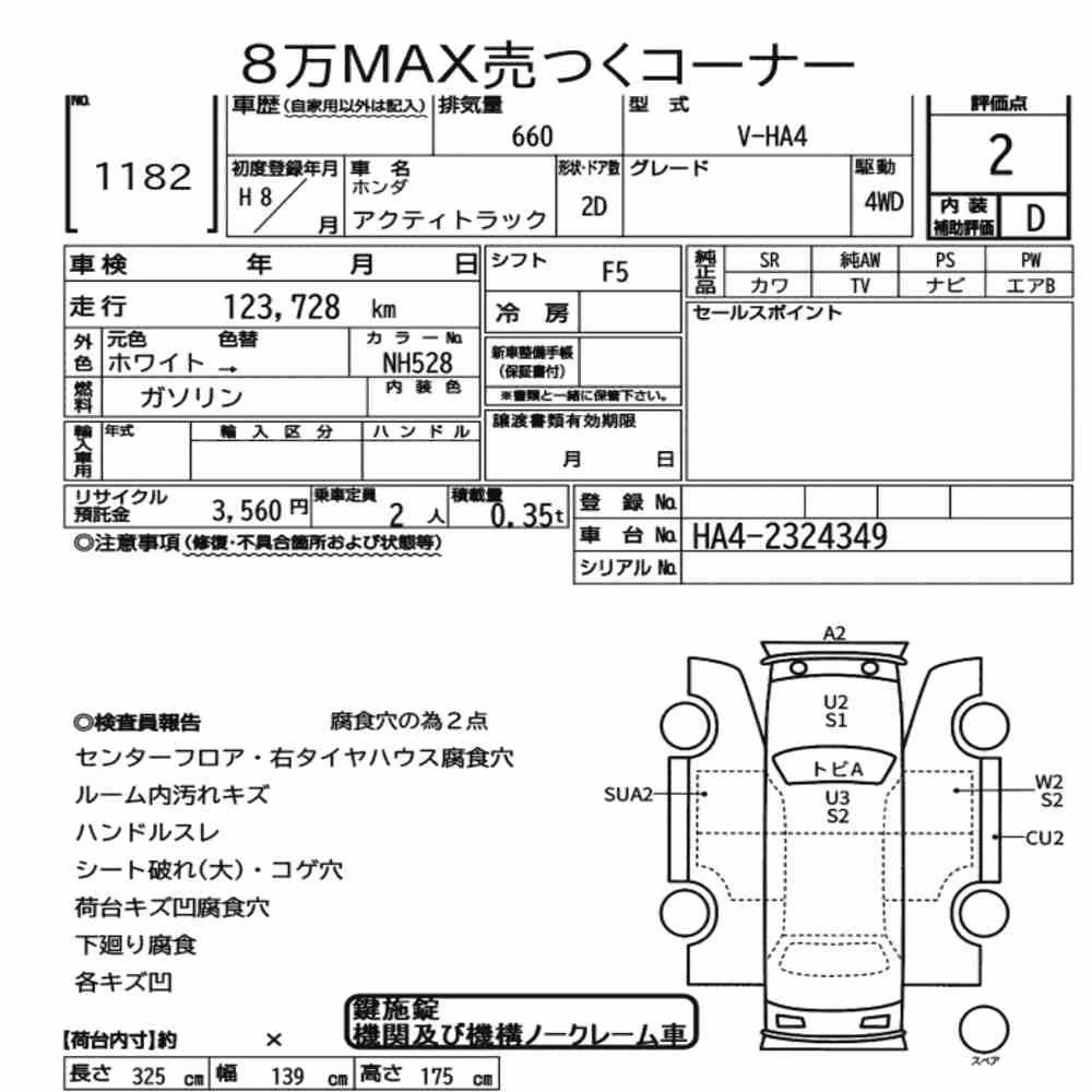 Notka aukcyjna: HONDA ACTY TRUCK 4WD