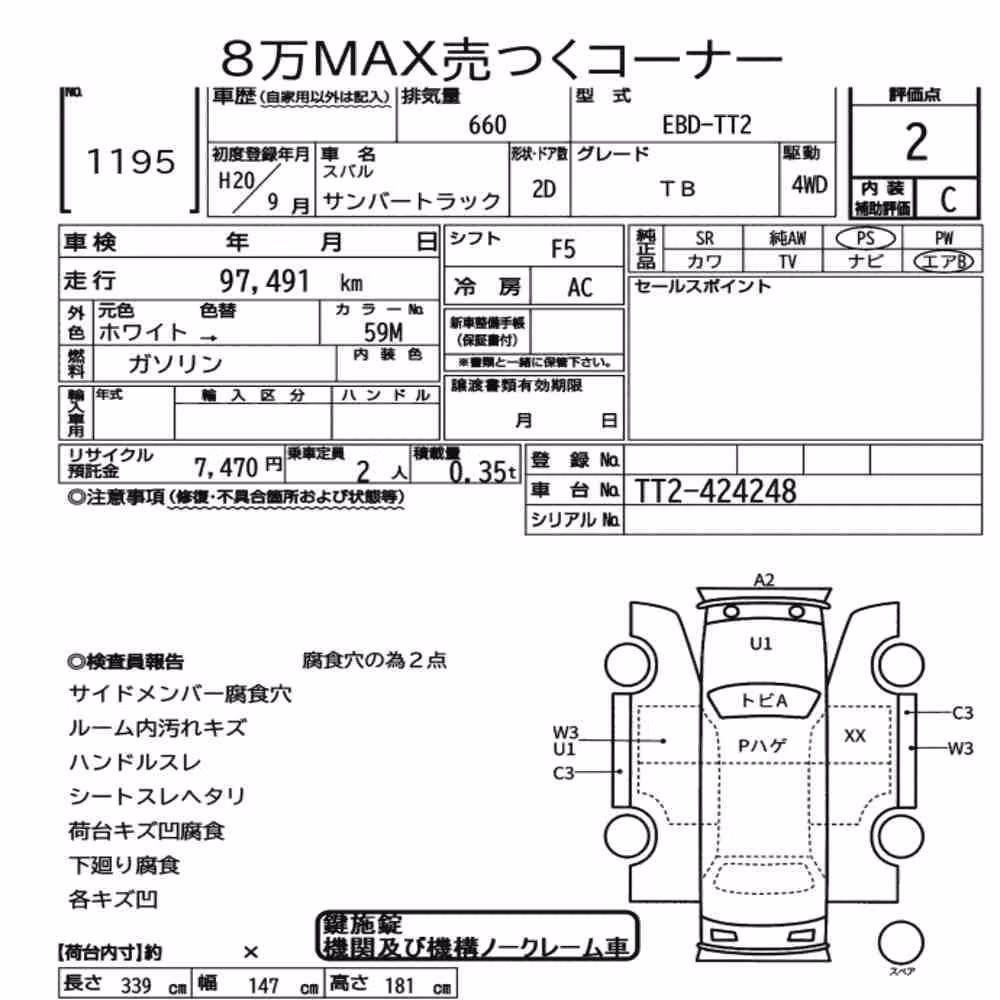 Notka aukcyjna: SUBARU SAMBAR TRUCK 4WD TB